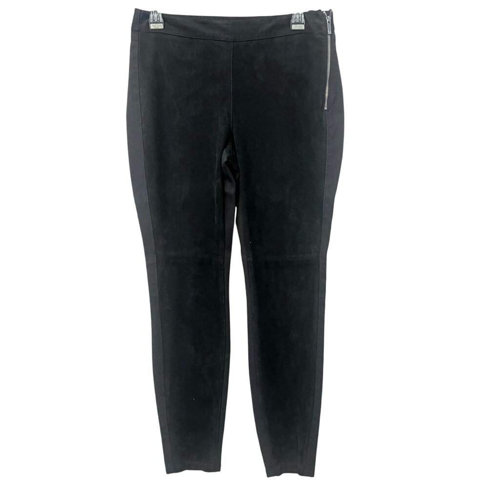 White House Black Market Womens Sz 6 Black Leggings Side Zipper Back Pockets